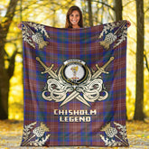 Chisholm Hunting Modern Tartan Gold Courage Symbol Blanket